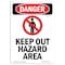 Signmission Safety Sign, OSHA Danger, 10" Height, Rigid Plastic, Keep Out Hazard Area, Portrait OS-DS-P-710-V-1402 - alternate 1